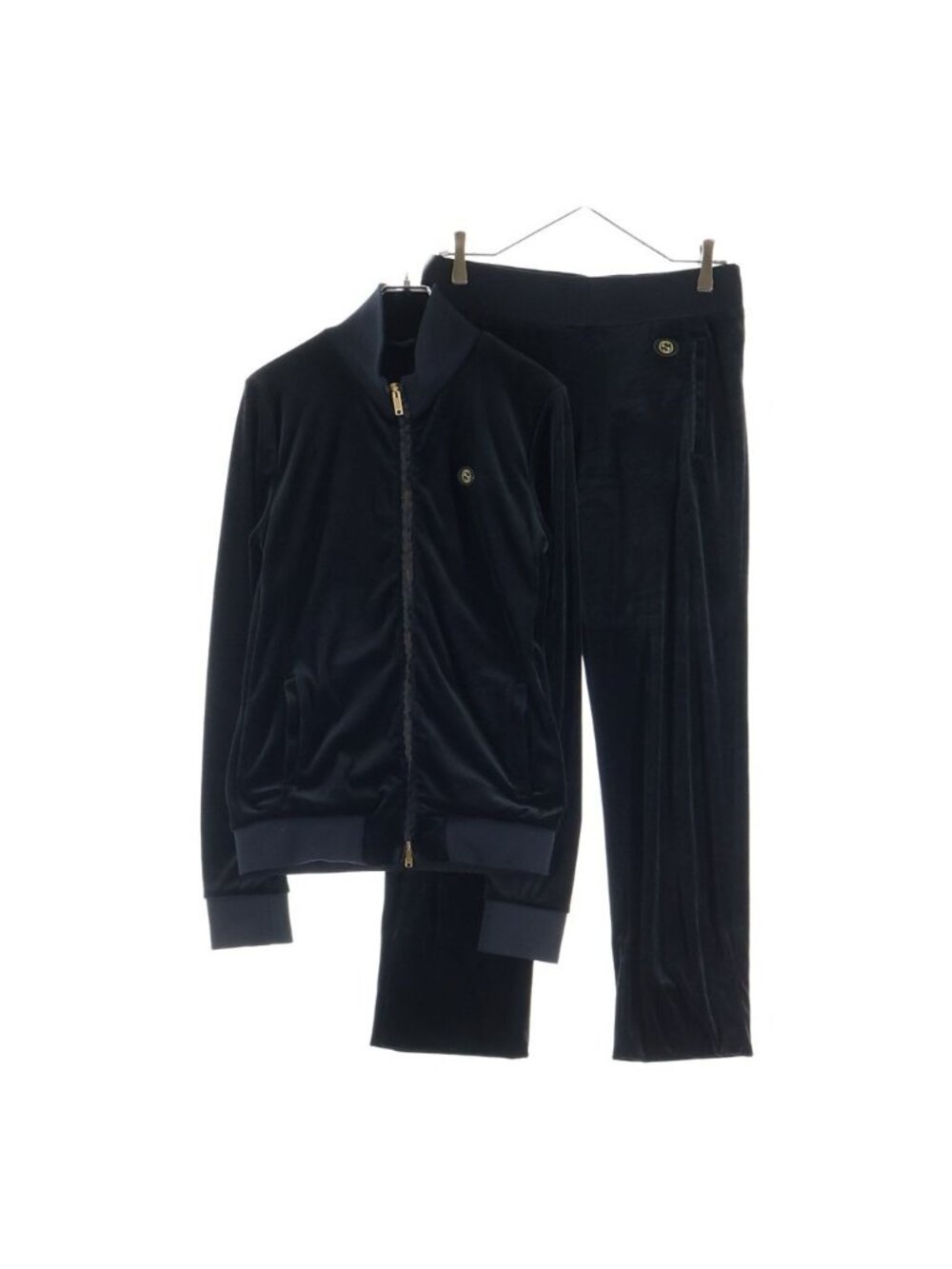 Gucci Set Interlocking G Logo Embroidery Velour Zip Up Trackjacket Trackpants